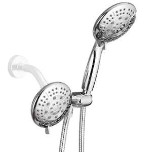 2-in-1 5-Spray Patterns Wall Mount Dual Shower Heads with 1.8 GPM 4.7 in. in Chrome