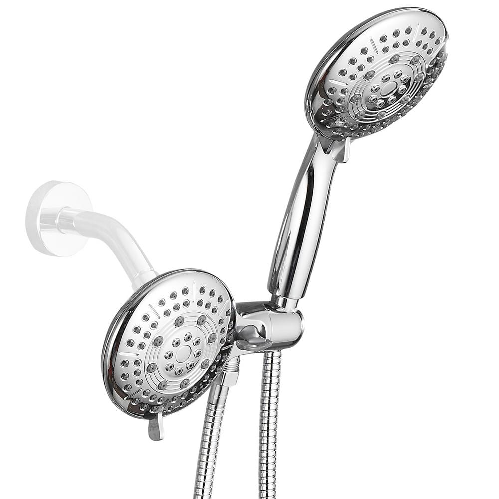 Heemli Rain 5-Spray Patterns 4.7 in.Adjustable Dual Shower Heads Wall Mount Handheld Shower Head 1.8 GPM in Chrome