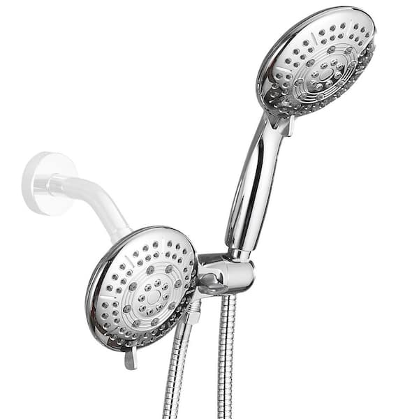 Rain 5-Spray Patterns 4.7 in.Adjustable Dual Shower Heads Wall Mount Handheld Shower Head 1.8 GPM in Chrome