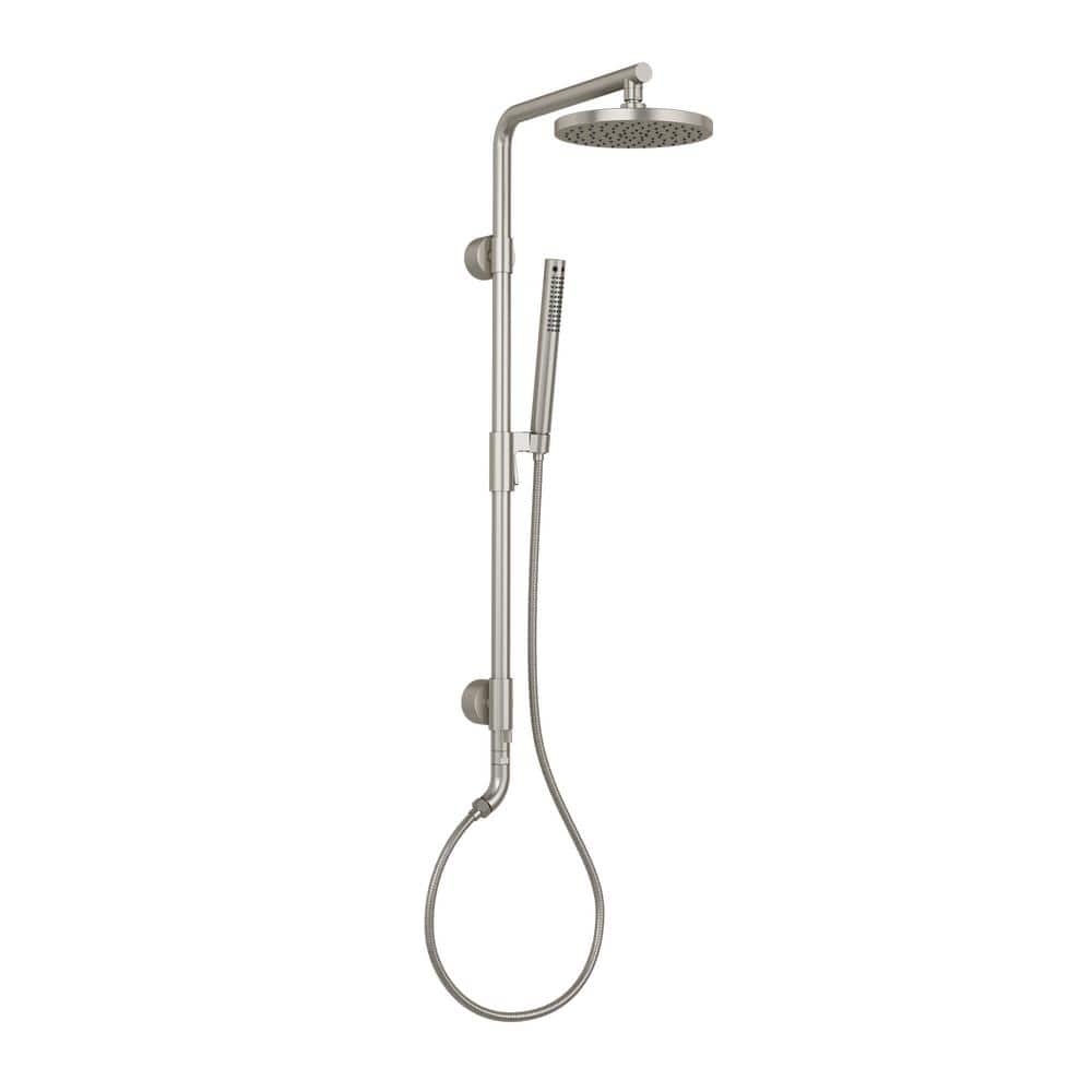 PULSE Showerspas Kona 2-Spray Settings 1.8 GPM 8 in. Wall Mounted Dual Fixed and Handheld Shower Head in Brushed Nickel