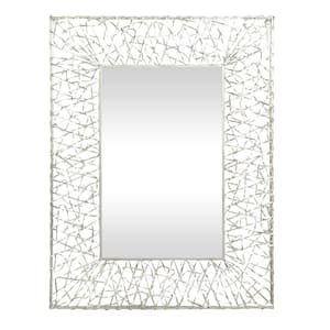 43 in. x 33 in. Ribbon Rectangle Framed Silver Wall Mirror