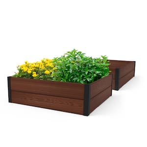 Maple 4 ft. x 4 ft. Resin Raised Garden Bed (2-Pack), Brown