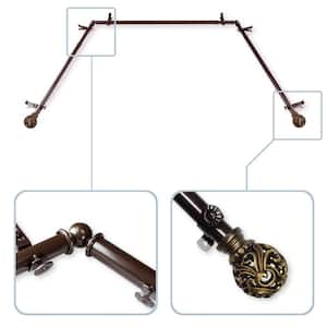 Adora 78 in. - 144 in. Bay Window Single Curtain Rod in Cocoa with Finial