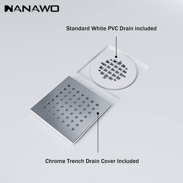 NANAWO 48 in. L x 36 in. W Alcove Shower Pan Base with Center