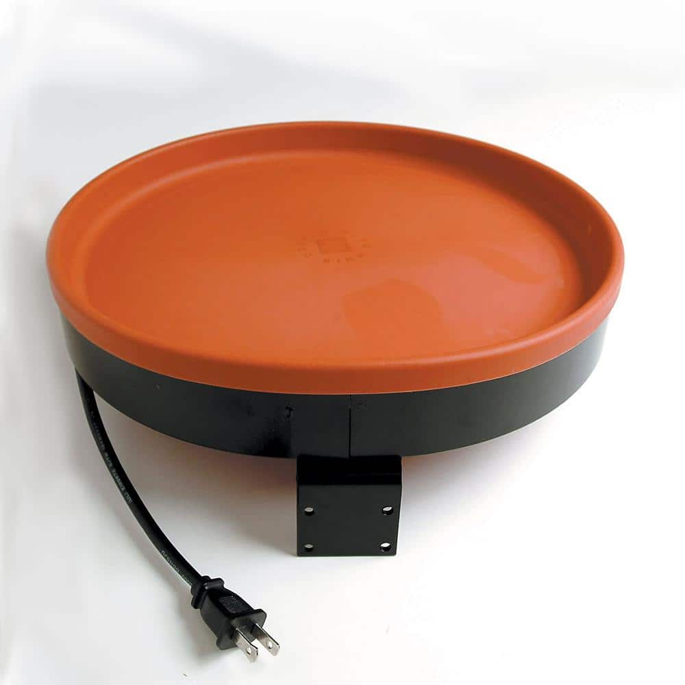 Terracotta Plastic Heated Birdbath with Multiple Mounting Options