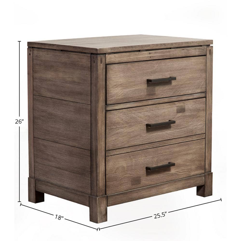Sydney Transitional 2-Drawer Nightstand in Gray/Brown Mahogany