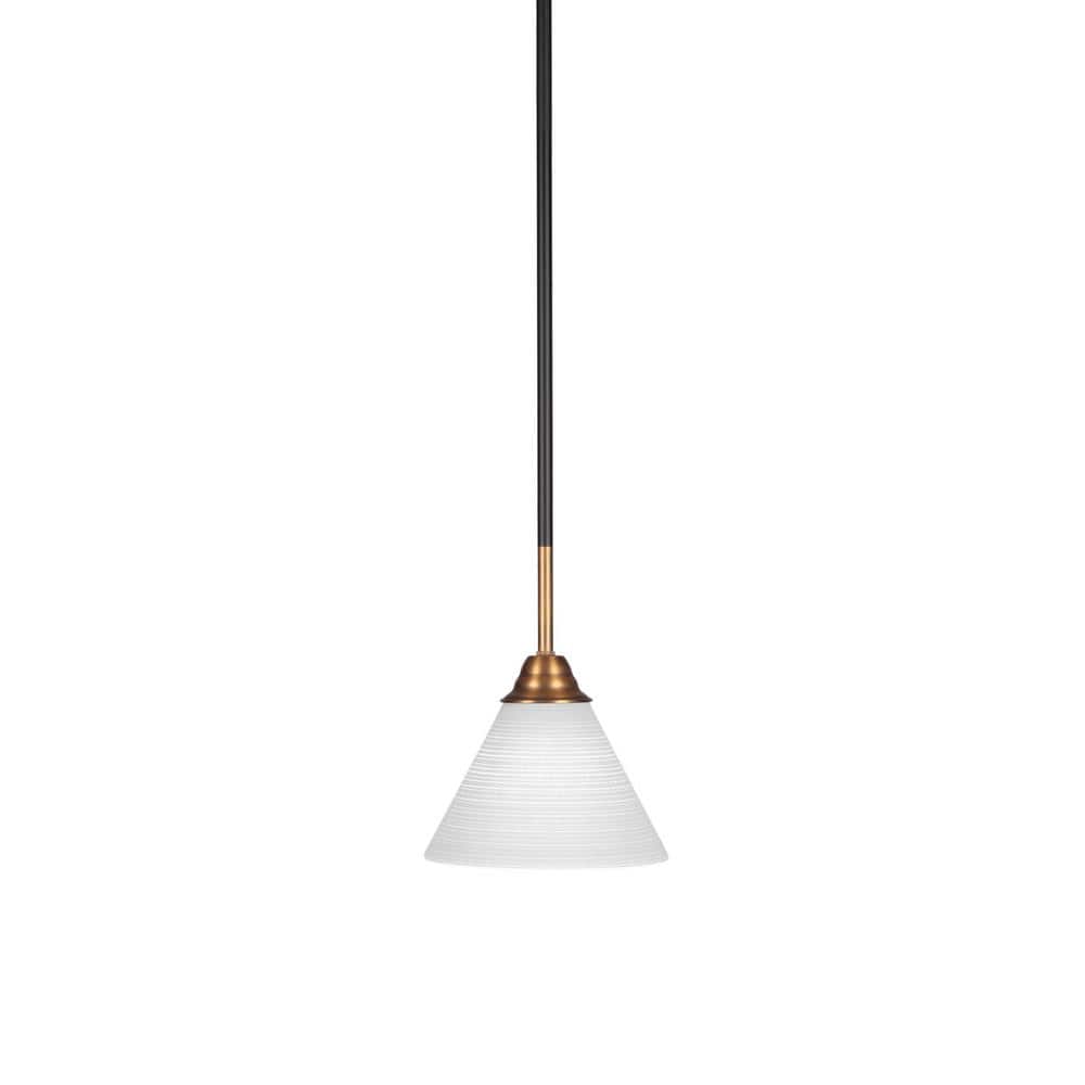 Madison 100Watt 1Light Matte Black & Brass Shaded Pendant Light with