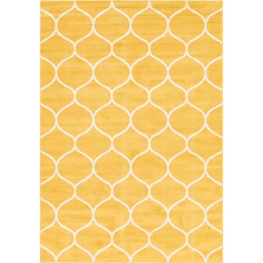 Trellis Frieze Rounded Yellow 7 ft. x 10 ft. Area Rug price history on PriceWatchPro