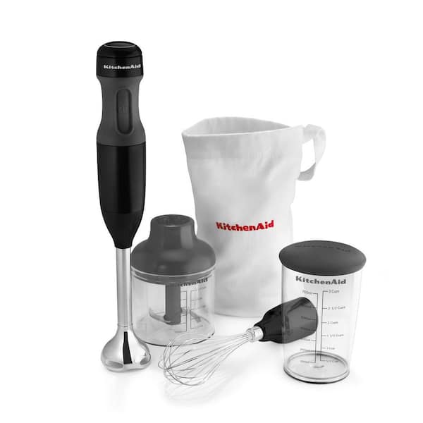KitchenAid 3-Speed Onyx Black Immersion Blender with Whisk and Chopper Attachments KHB2351OB The Home Depot