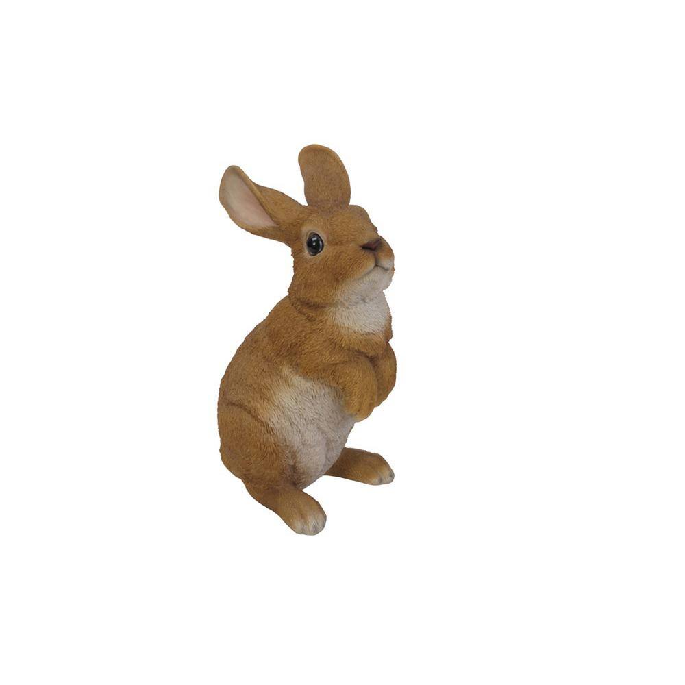 Adorable Brown and White Polyresin Standing Rabbit Statue