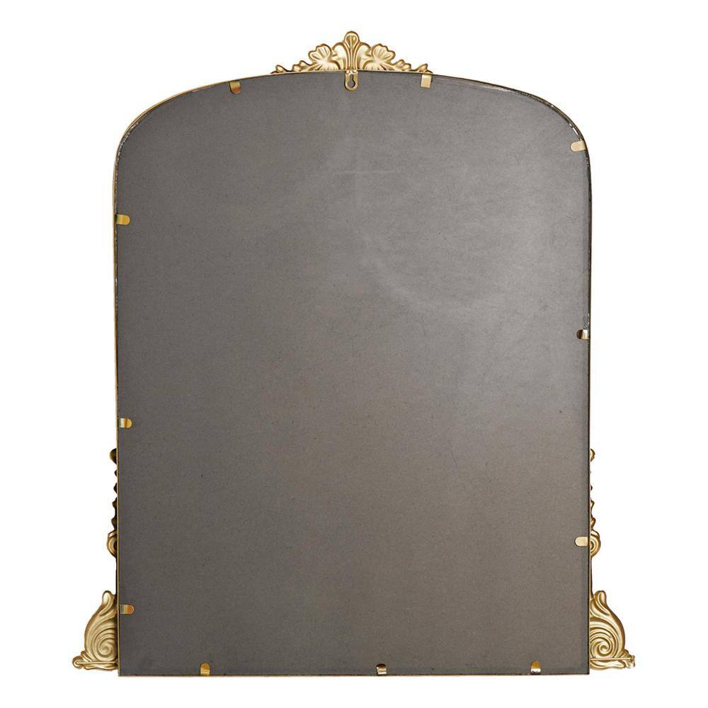 Antique Gold Ornate Metal Framed Arched Mirror 29" x 33"