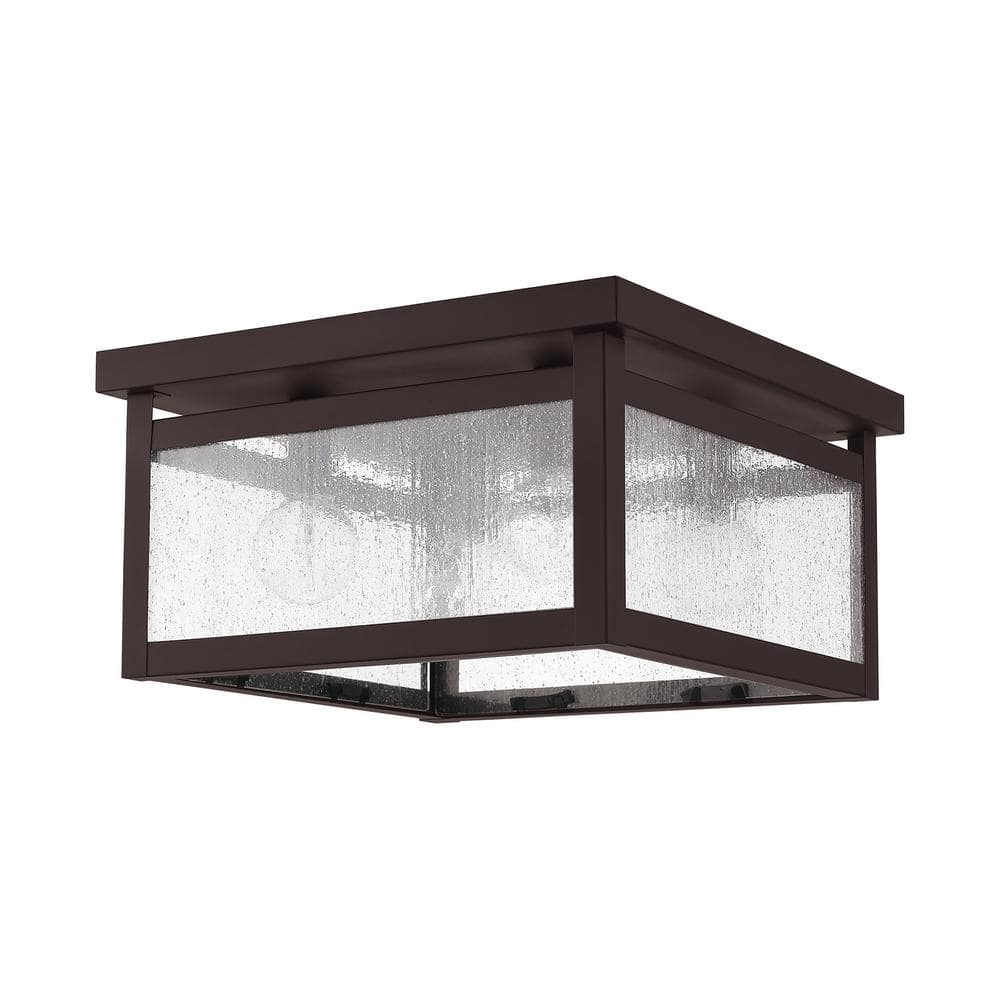 Milford Bronze 4-Light Flush Mount with Clear Seeded Glass