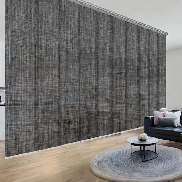 EMOH Chevelle 120 in. - 218 in. W x 116 in. L Adjustable 10-Panel Satin Nickel Double Rail Panel Track with 23.5 in. Slates