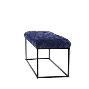 Mariana Blue Navy Bench with Upholstered Velvet 18.1 in. H x 17.3 in. W x 39.4 in. D