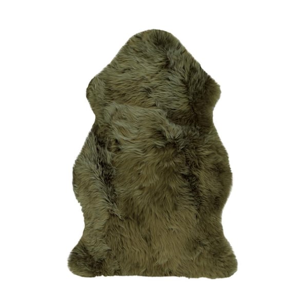 Milan Khaki 2 ft. x 3 ft. Shearling Single Sheepskin Area Rug