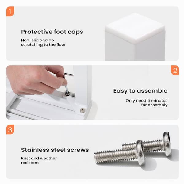 Square Aluminum Outdoor Side Table in White (Set of 2)