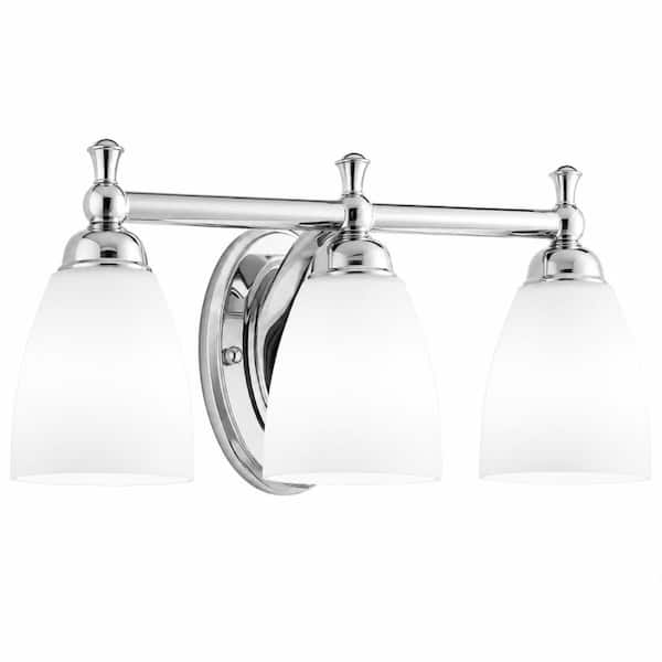 3-Light Chrome Vanity Light, Wall Mounted Over Mirror for Bathroom Living Room