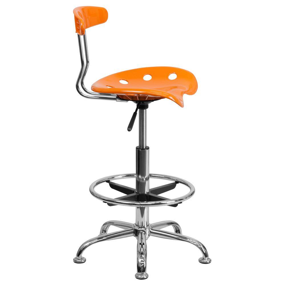 Vibrant Orange Adjustable Swivel Metal Bar Stool