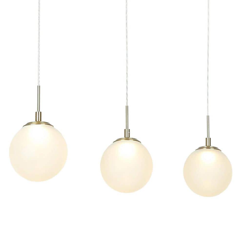 Modern Island Chandelier 3-Light Gold Farmhouse Linear Pendant Ceiling Light with Frosted Globe Glass for Dining Room price history on PriceWatchPro