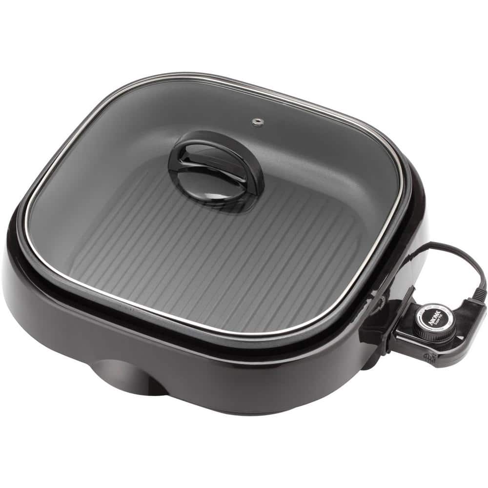 AROMA Qt. 3-in-1 Black Smokeless Grillet ASP-218B The Home Depot