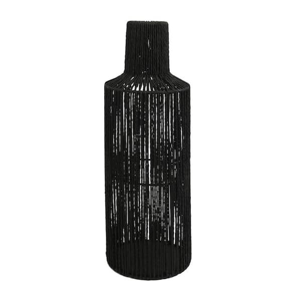 20.25 in. Black Paper Rope Decorative Vase