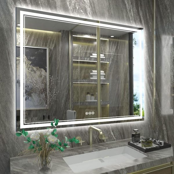 36 in. W x 48 in. H Rectangular Frameless Wall Mount Bathroom Vanity Mirror