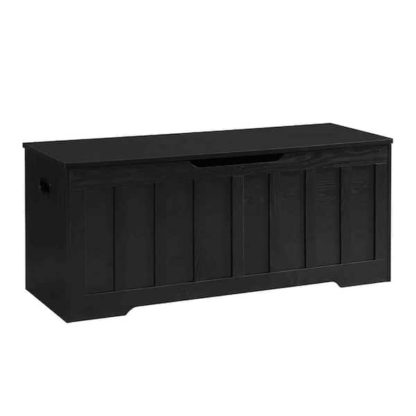 Black 19.1 in. H x 47.2 in. W Wood Shoe Storage Bench with Flip Top