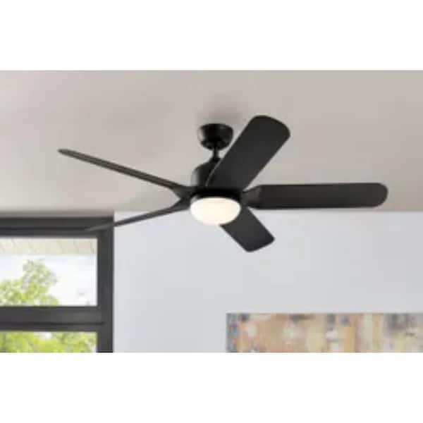Sarita 54 in. White Changing LED Indoor Matte Black Ceiling Fan with Remote and DC Motor Included Powered by Hubspace