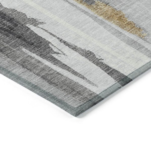 Chantille Machine Washable Indoor/Outdoor Abstract ACN1979 Black 9 ft. x 12 ft. Area Rug