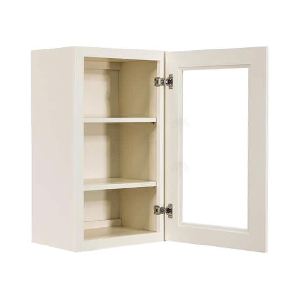 LIFEART CABINETRY Princeton Assembled 15 in. x 30 in. x 12 in. Wall Mullion Door Cabinet with 1-Door 2-Shelves in Off-White