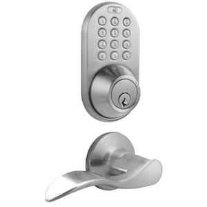 Satin Nickel Keyless Deadbolt and Lever Handleset Door Lock Combo with Remote Control and Electronic Digital Keypad