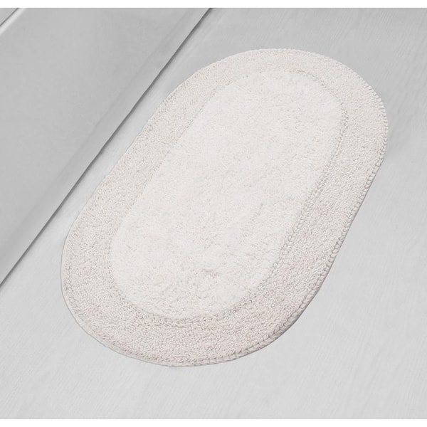 HOME WEAVERS INC Double Ruffle Collection 100% Cotton Bath Rugs Set, 24x40 Rectangle, Ivory