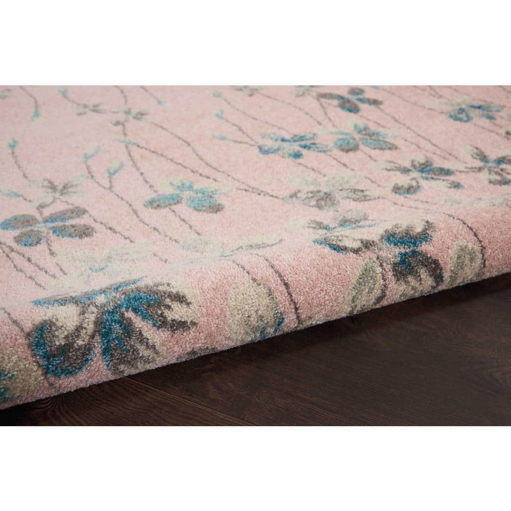 Reversible Pink Floral Viscose Blend 6' x 9' Area Rug
