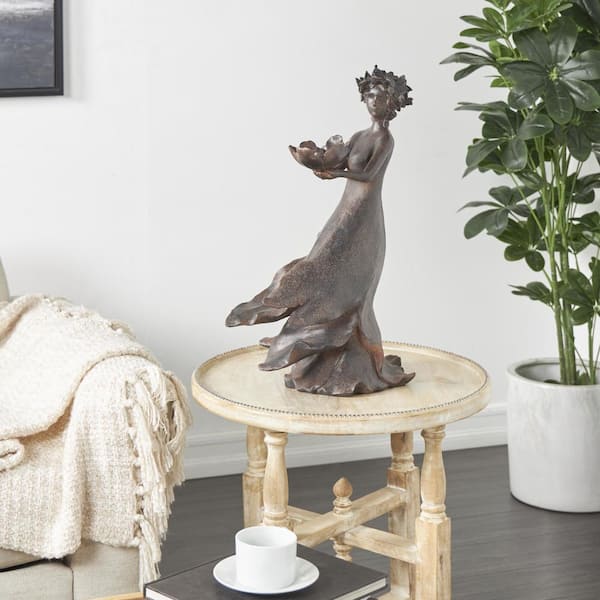 Litton Lane Dark Bronze Resin Woman Sculpture