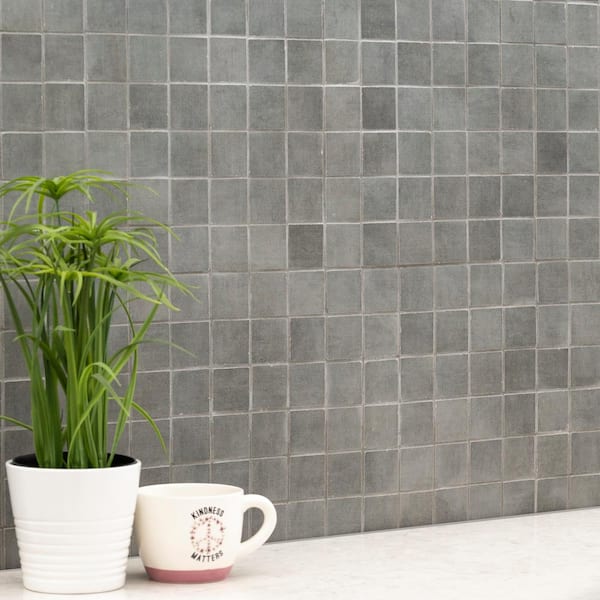 Gridscale Graphite 12 in. x 12 in. x 0.36 in. Matte Ceramic Mesh-Mounted Mosaic Floor and Wall Tile (8 sq. ft./Case)