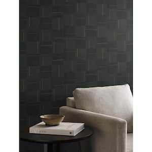 Black Geo Block Weave Geometric Vinyl Non-Pasted Wallpaper Roll