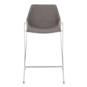 Alexis 27 in. Ash Gray/Silver Iron Low Back Bar Stool