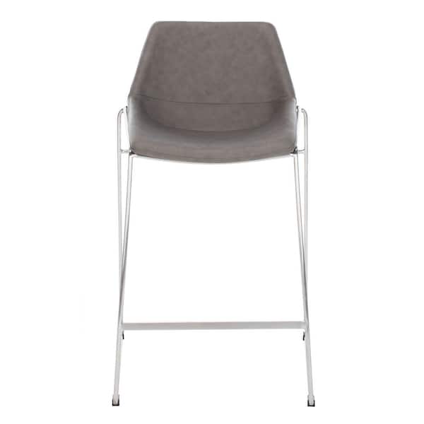 SAFAVIEH Alexis 27 in. Ash Gray/Silver Iron Low Back Bar Stool
