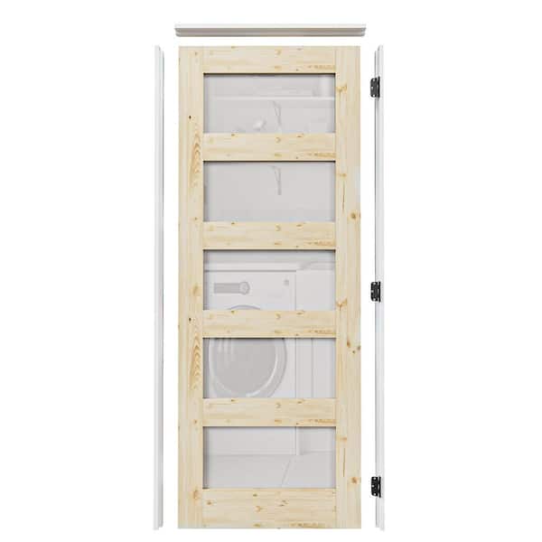 32 in. x 80 in. Left Handed Frosted Glass Solid Core Pine UniFinished Single Interior Door withAssemble Jamb