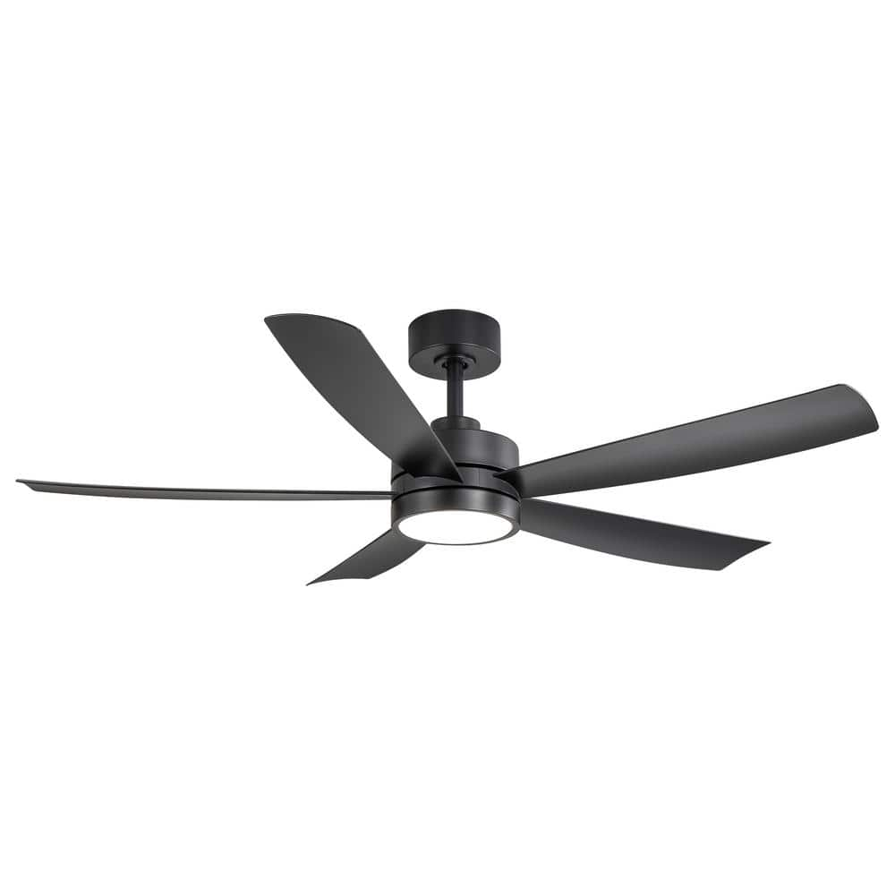 Breezary Blaine 52 in. Integrated LED Indoor Black Ceiling Fan with ...