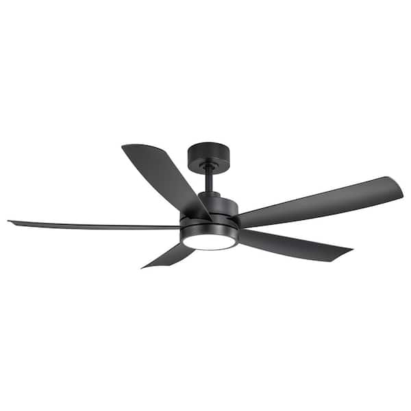 Breezary Blaine 52 in. Integrated LED Indoor Black Ceiling Fan with Light and Remote Control Included