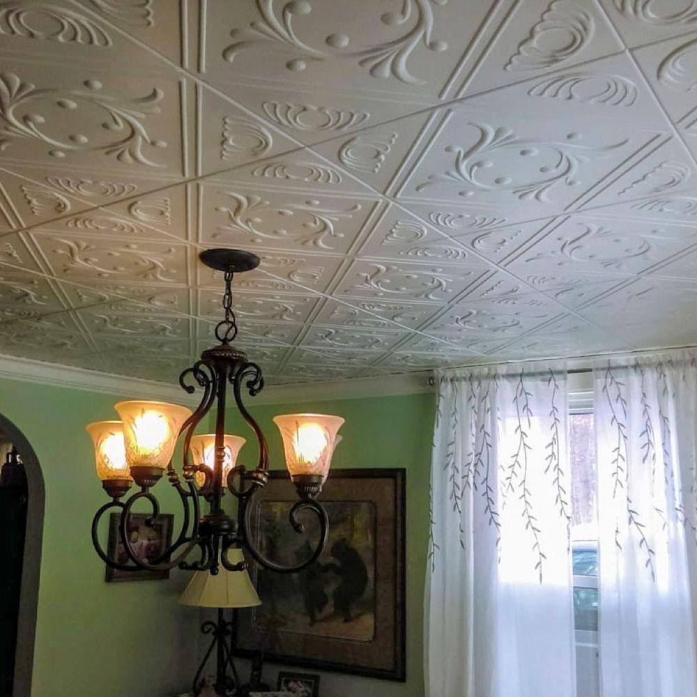 Antique Gold Faux Tin Glue-Up Ceiling Tile, 2 x 2 ft