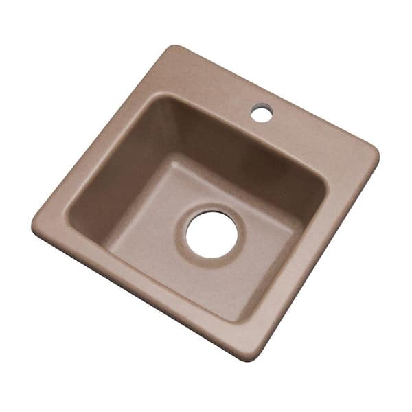 Mont Blanc Westminster Brown Granite Composite 16 in. 1-Hole Dual Mount Bar Sink