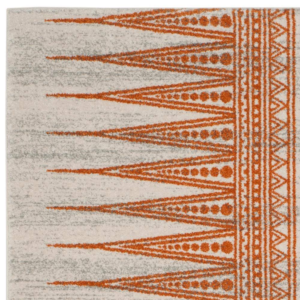 Ivory and Burnt Orange Bohemian Wool Area Rug