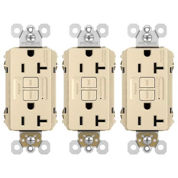 Legrand radiant 20 Amp 125-Volt Tamper Resistant GFCI Residential/Commercial Decorator Duplex Outlet, Ivory (3-Pack)