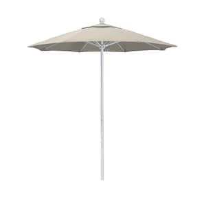 7.5 ft. White Aluminum Commercial Market Patio Umbrella with Fiberglass Ribs and Push Lift in Antique Beige Olefin
