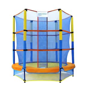 Bounce Galaxy 60 in. Indoor Trampoline w/Safety Net Enclosure SpringFree Enclosed Mini Trampoline for Toddlers and Kids