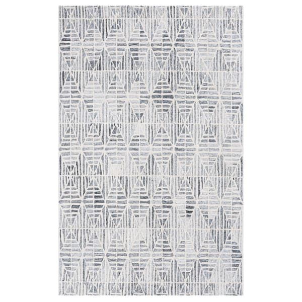 SAFAVIEH Ebony Gray/Ivory 5 ft. x 8 ft. Diamond Area Rug