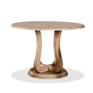 Espica Distressed Natural Wood 54 in. Tulip Pedestal Base Dining Table (Seats 4)