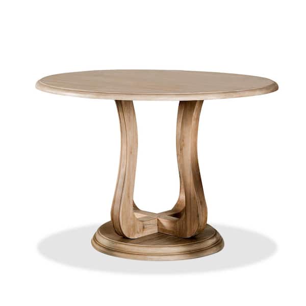 Furniture of America Espica Distressed Natural Rubber Wood 54 in. Tulip Pedestal Base Counter Height Dining Table (Seats 4)
